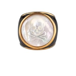 Asha Mother of Pearl Skull Ring size 7